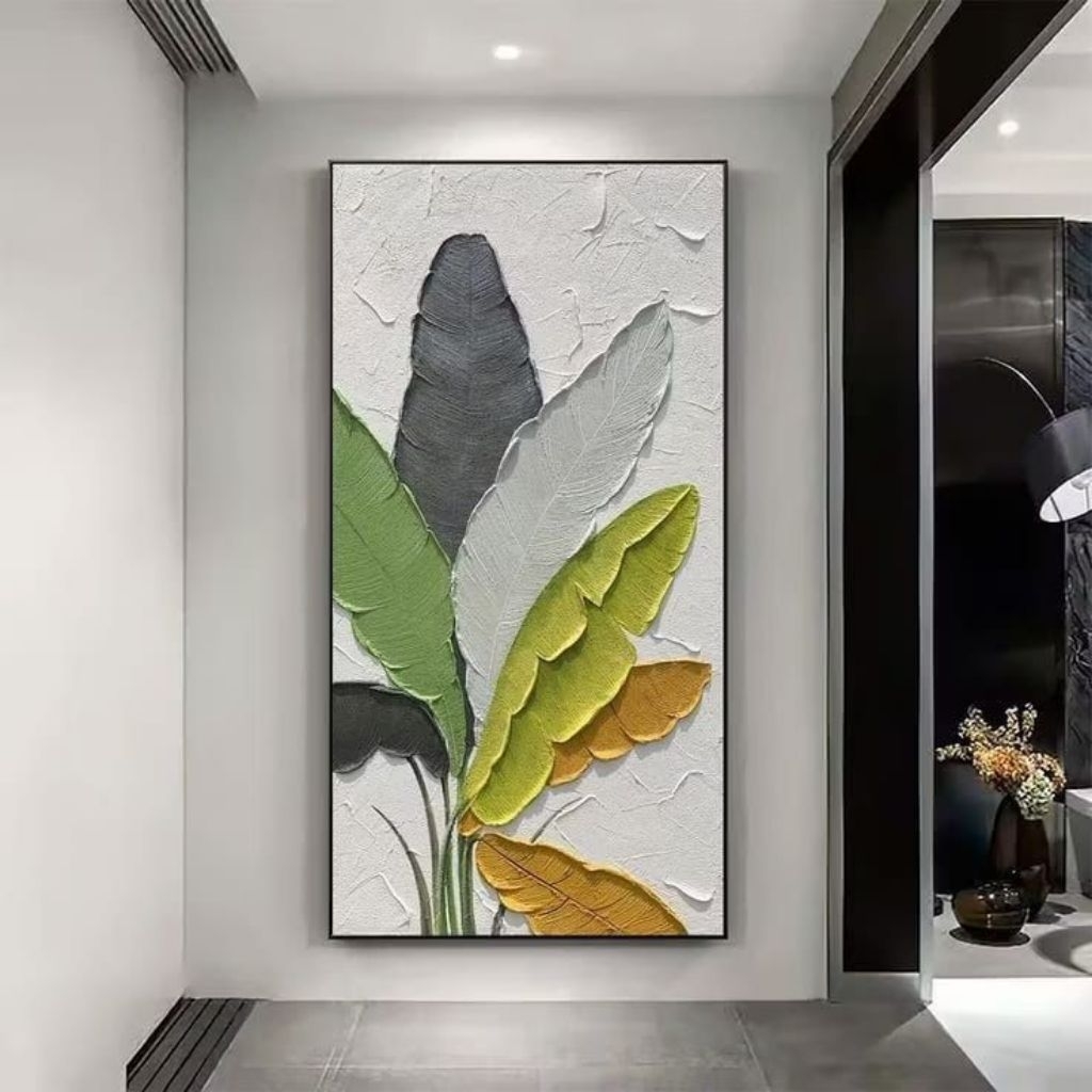 Lukisan Dinding Estetik Daun Pisang Tropical Modern Art