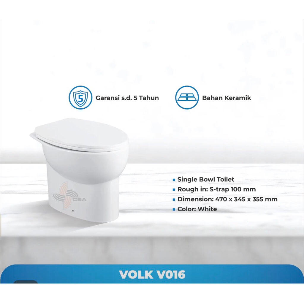 Closet Duduk Siram Volk Canna V016 Toilet Siram Volk