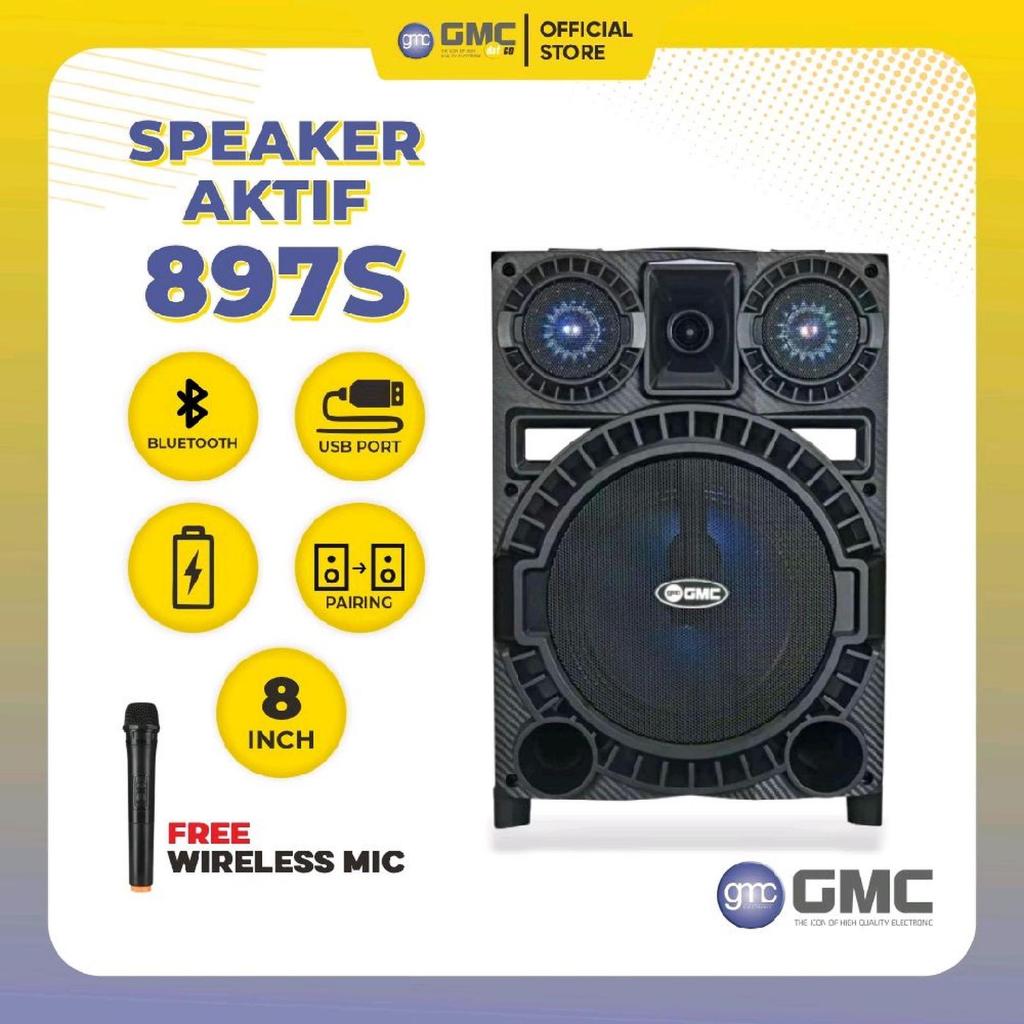 GMC 897S SPEAKER PORTABLE MULTIMEDIA WITH BLUETOOTH KARAOKE 8 INCHI