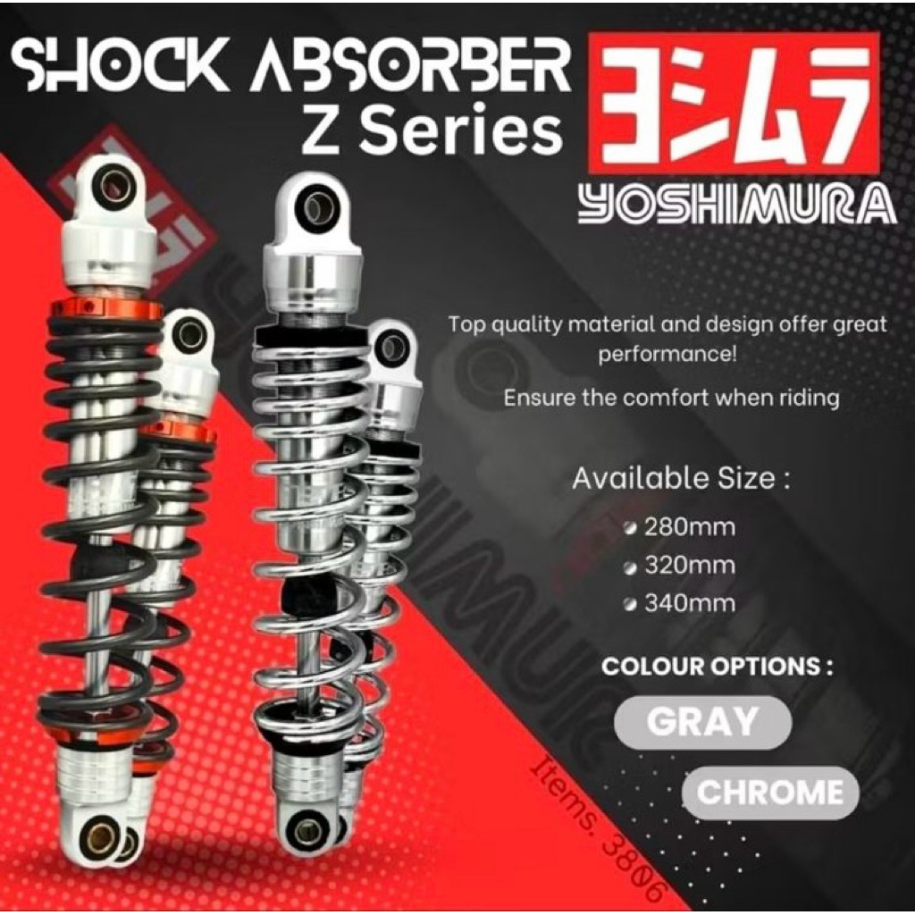 SHOCK BELAKANG SHOCK BREAKER YOSHIMURA SERI Z UKURAN 280, 320, 340 UNIVERSAL MOTOR BEBEK JUPITER Z, 
