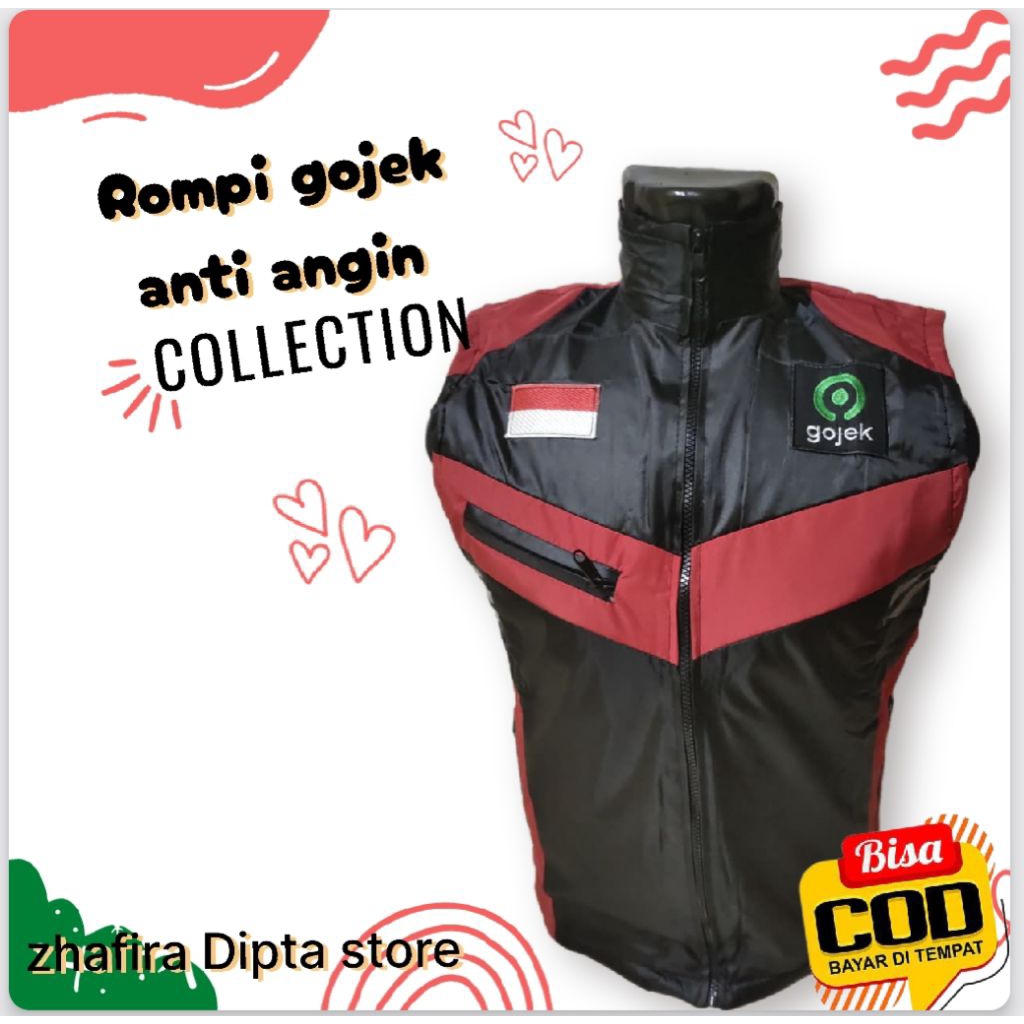 Rompi gojek merah hitam-merah/ Rompi anti angin/ Rompi tebal terbaru