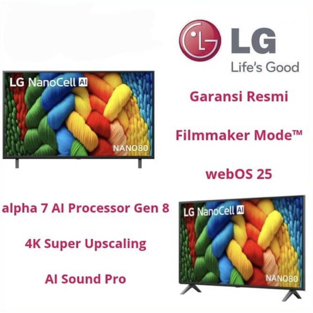 LG 50NANO80ASA Smart TV 4K 50 INCHI LG NANO CELL AI NANO80 2025