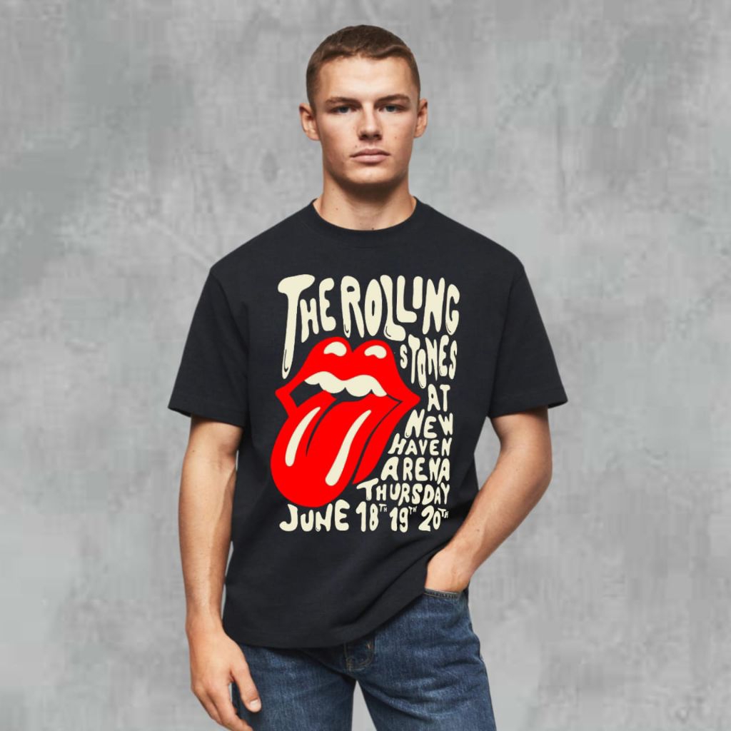 Kaos Band Rolling Stones Hitam Vintage 100% Katun Combad 24s Premium | Kaos Rolling Stones | Baju Ro