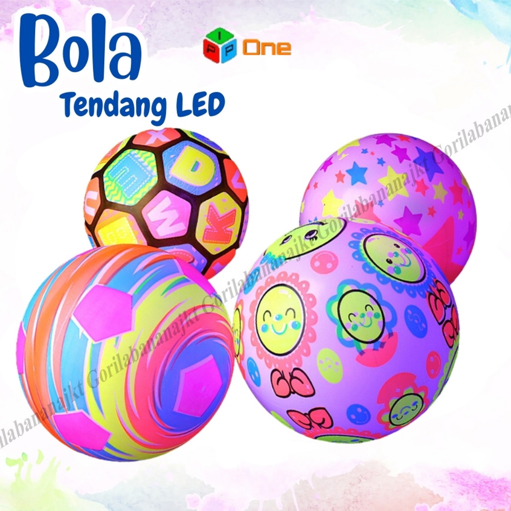 Mainan bola led bola karet ada lampu warna warni