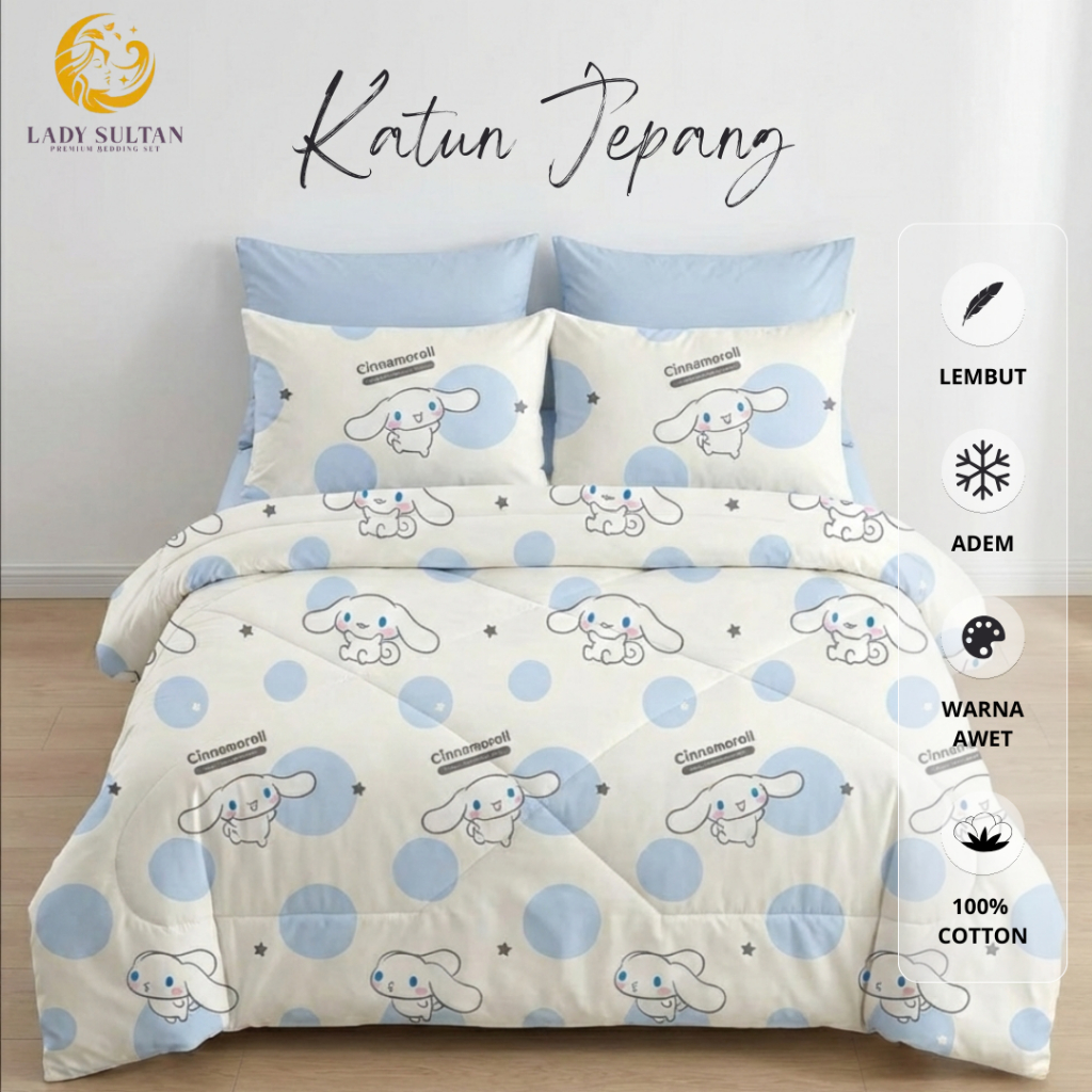 Lady Sultan Sprei dan Bedcover Set 100% Katun Jepang Motif Cinnamoroll