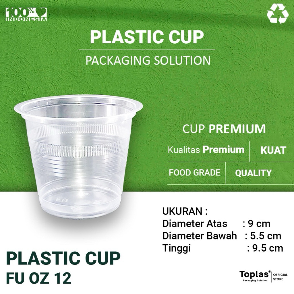 FU Gelas Plastik Cup Oz 12 (ISI 50) / Gelas plastik cup /  Gelas plastik 12oz