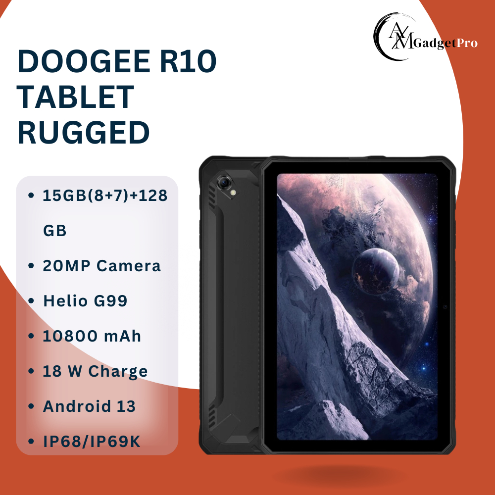 DOOGEE R10 Tablet 4G Android 13, Rugged Tablet 10.36 inch 8GB+128GB