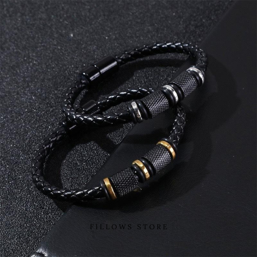 Gelang Kulit Pria Model Alfa Perhiasan Pria Fashion Kekinian Gaya Keren Classic Terbaru
