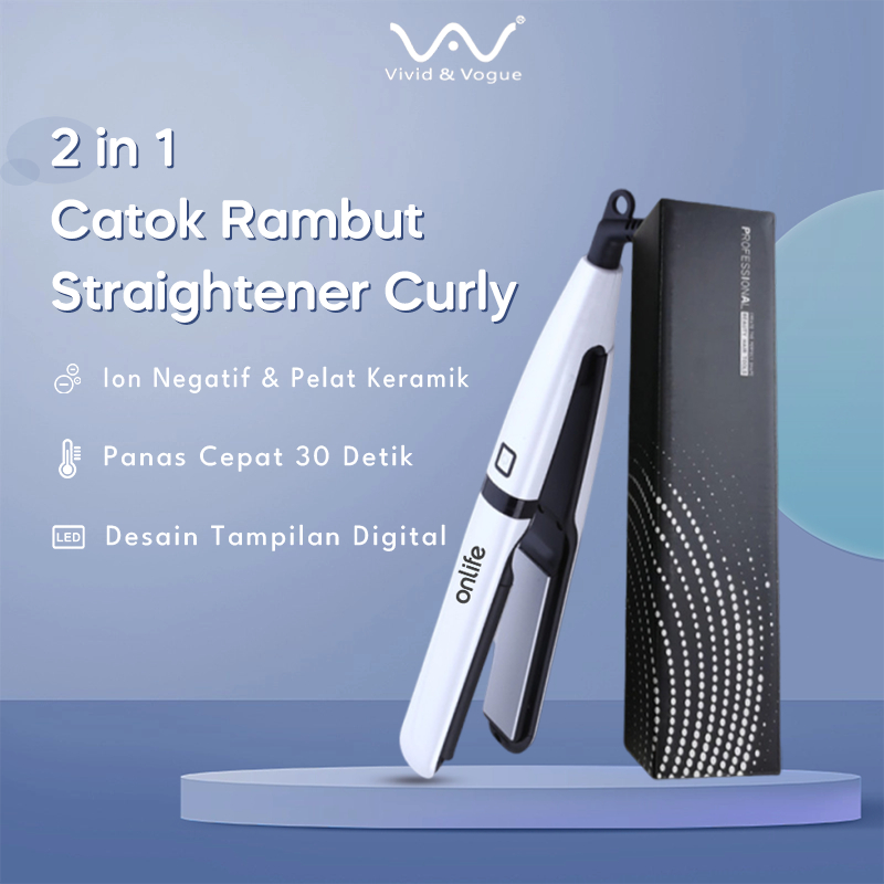 Vivid&Vogue 2 In 1 Catok Rambut Hiron Ceramic Tourmaline Inflatable Plate Catokan Pelurus Rambut