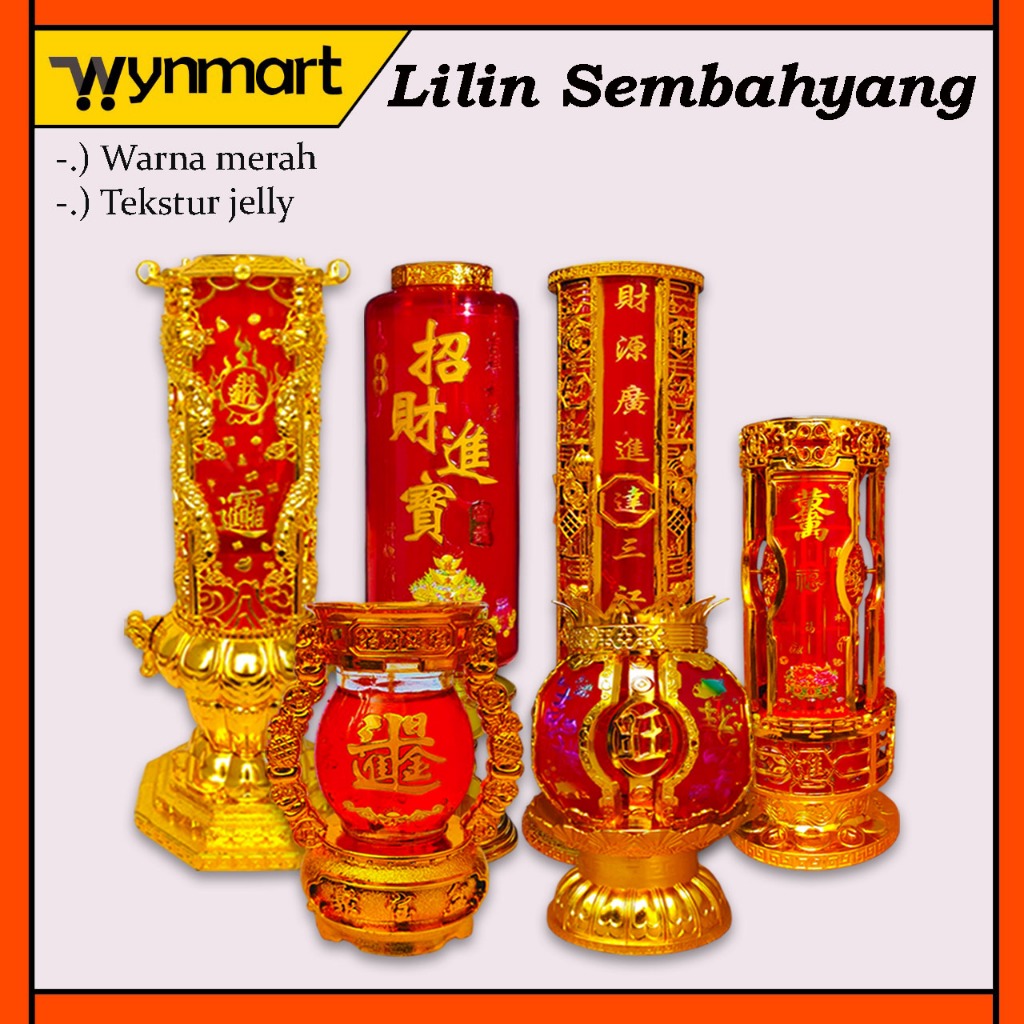 Lilin Jelly Sembahyang Motif / Lilin Jelly Merah Gelas Sembahyang Imlek