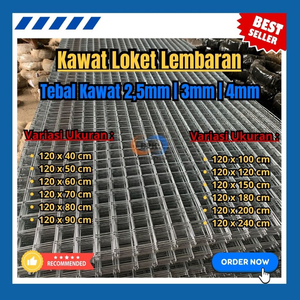 Kawat Loket Galvanis / Kawat Mesh / Kawat Pagar Lembaran Tebal 2,5mm, 3mm, 4mm Ukuran Bervariasi | C
