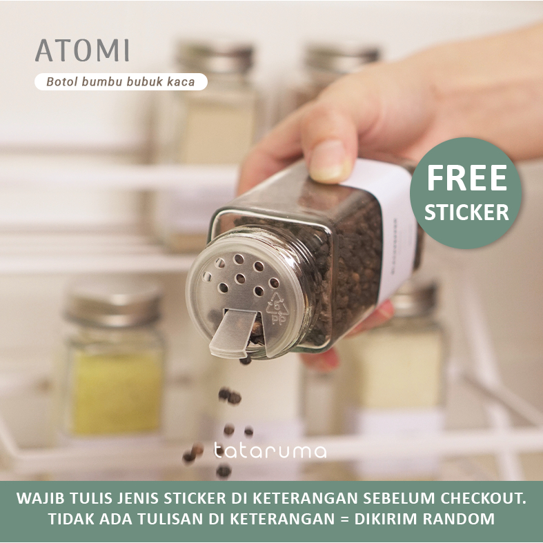 Botol Bumbu Bubuk Kaca Persegi Transparan Estetik 120G