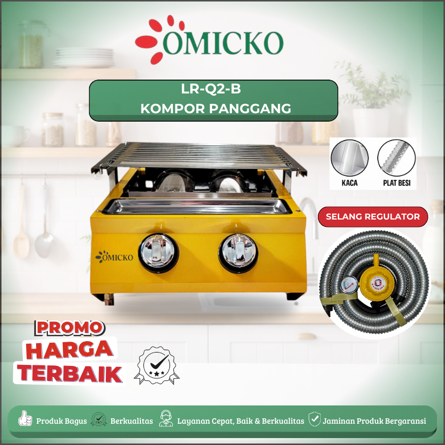 Kompor Sosis Panggang 2 Tungku Omicko - Pemanggang Sosis, Ayam, Daging, Kompor Serbaguna