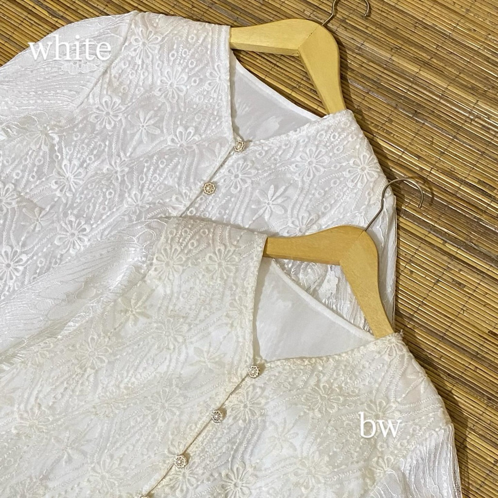 Celine tunik raya/ tunik brokat putih/ tunik kondangan/ tunik lebaran