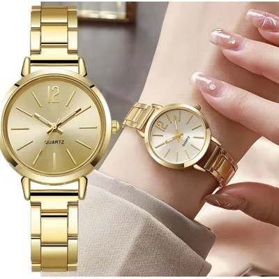 Jam Tangan Rantai Emas Gold Chain Watch Jam Tangan Bulat Rantai Besi Emas Silver Jam Tangan Wanita R