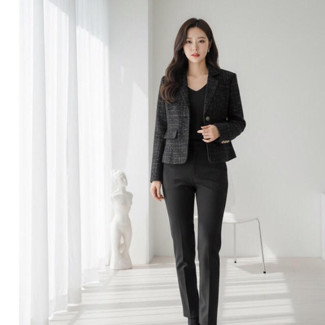 blazer tweed asli hitam baru