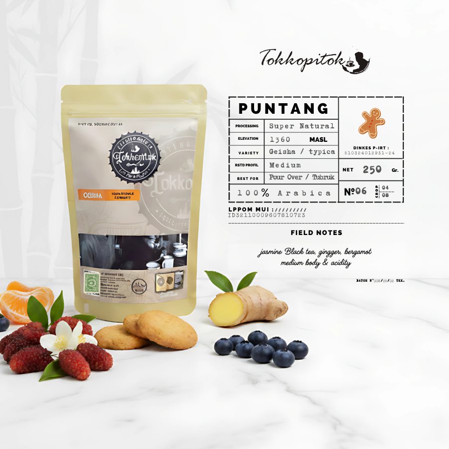 Tokkopitok 250 gram Roasted Bean kopi Arabica Sunda geisha puntang