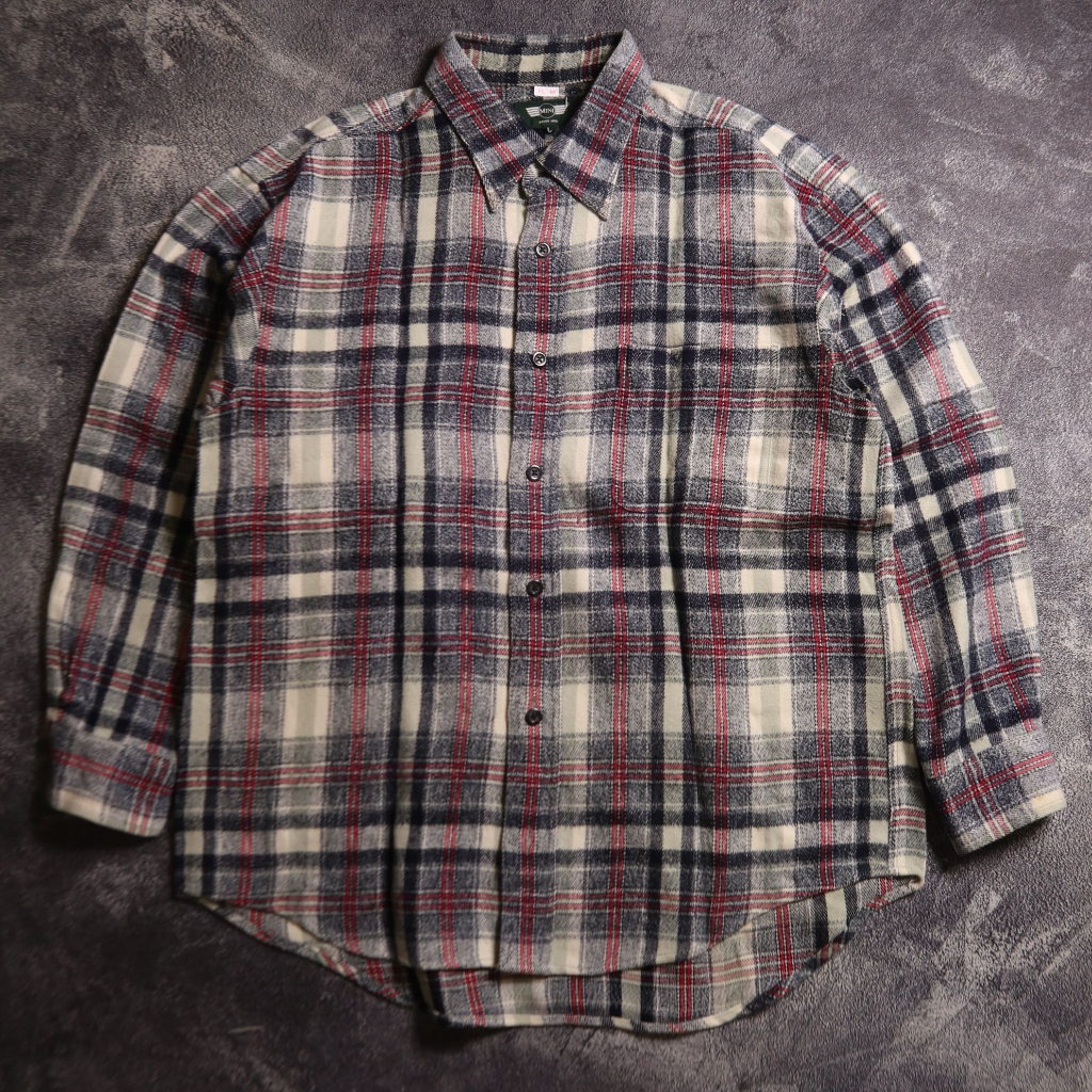 KEMEJA MINI COOPER PLAID WOOL FLANEL OUTER SHIRT FL39 SIZE L