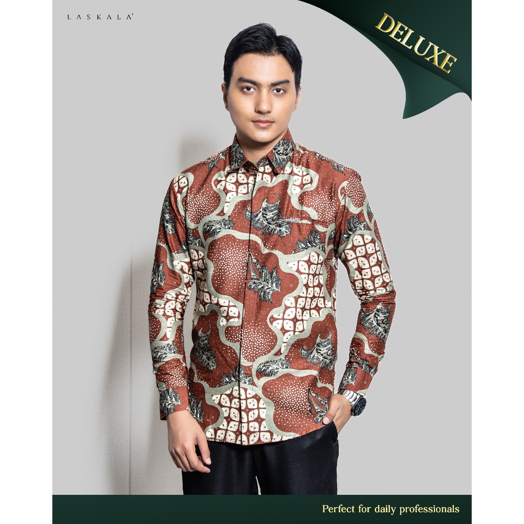 Laskala Batik Premium Laksha Kemeja Batik Pria Slimfit Lengan Panjang
