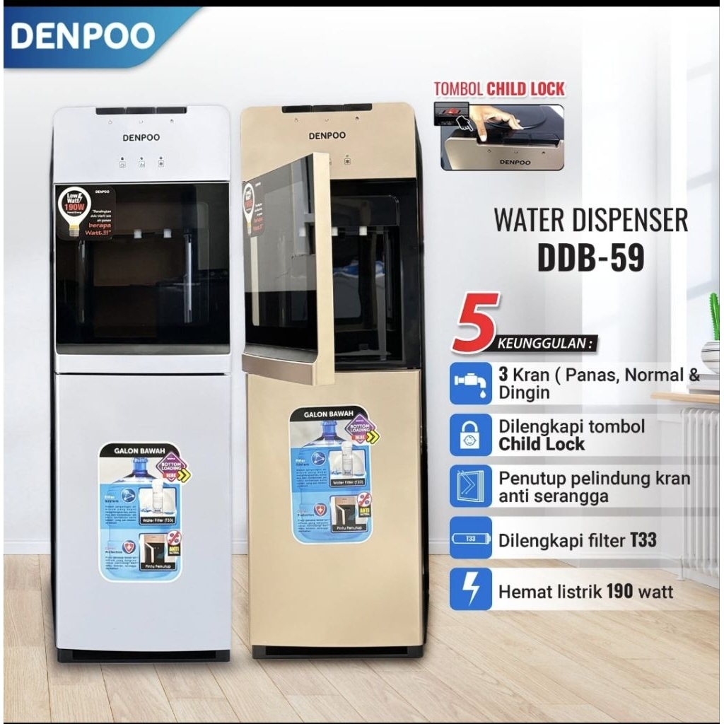 DISPENSER GALON BAWAH DENPOO DDB 59