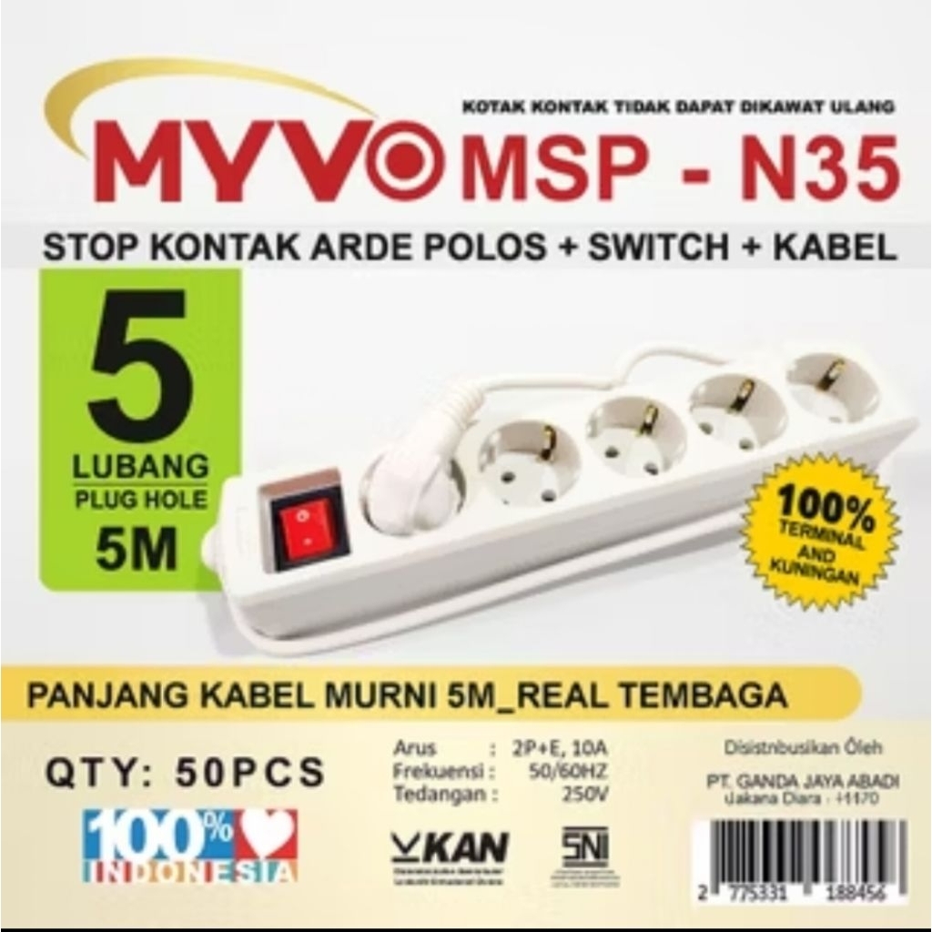 Stop kontak / Terminal listrik 5 Lubang 5 Meter