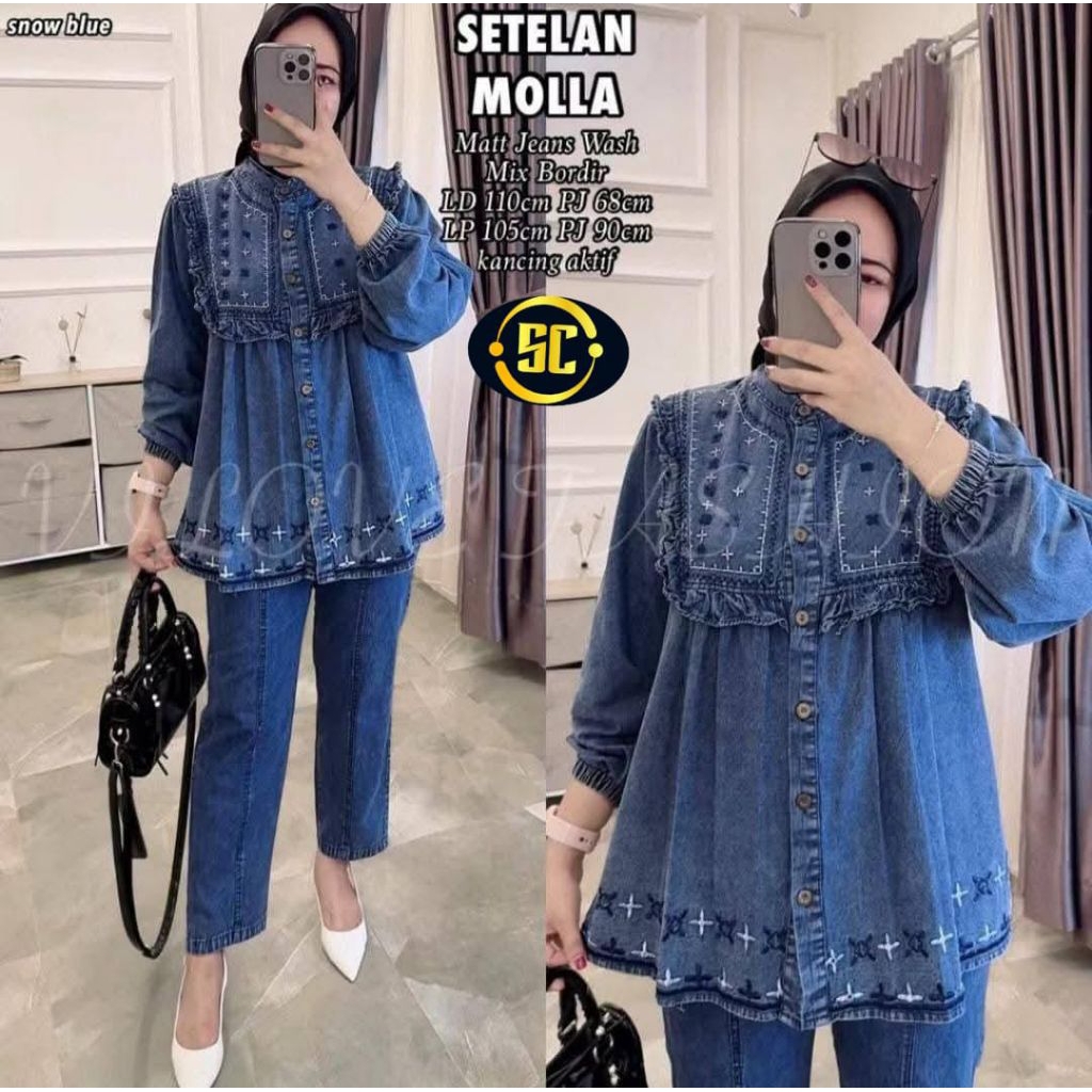 SETELAN ST JEANS  WANITA JEANS TERBARU SUPER MEWAH BEST SELLER/SETELAN WANITA IMPORT JEANS TEBAL