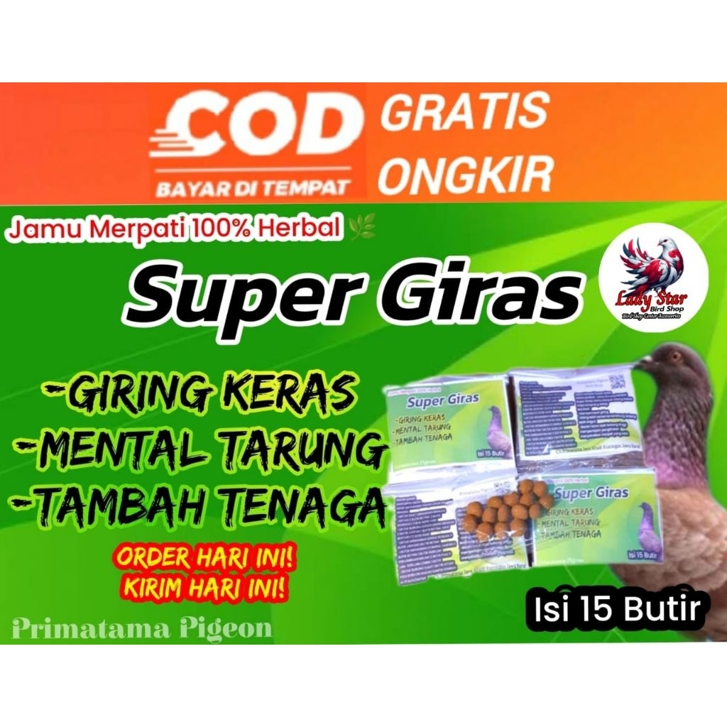 Jamu Giring Merpati Super Giras isi 15 butir Jamu  Obat Giring Merpati Giring Jamu Burung Jamu Merpa