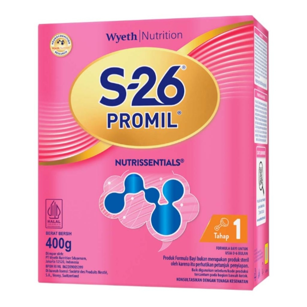 S-26 Promil Tahap 1 Susu Bubuk Formula Bayi 0-6 Bulan 400 g