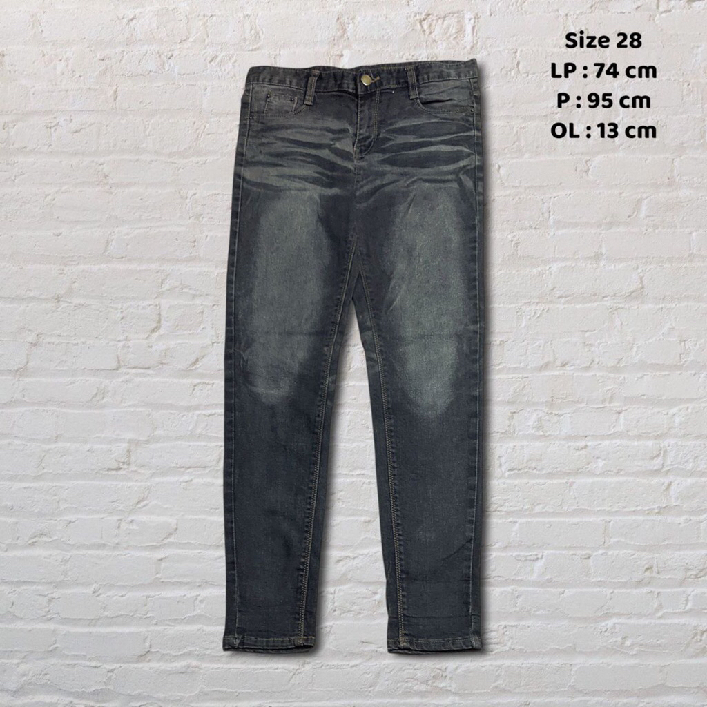 Size 28 Celana Panjang Longpants Jeans Alice Dark Grey Skinny  Second Preloved #CJ152