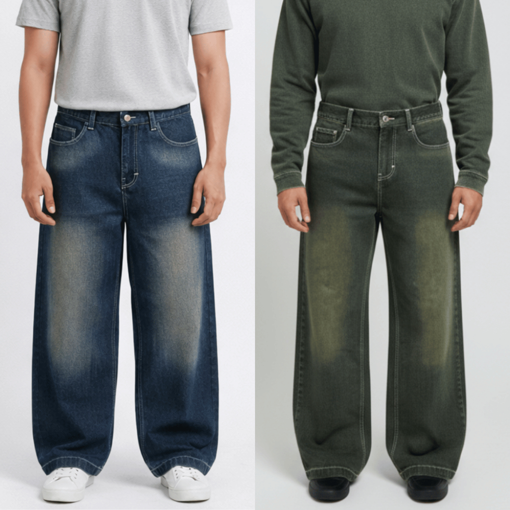 Highwaist Oversize Baggy Loose Jeans Cowok  Denim Jeans Pria