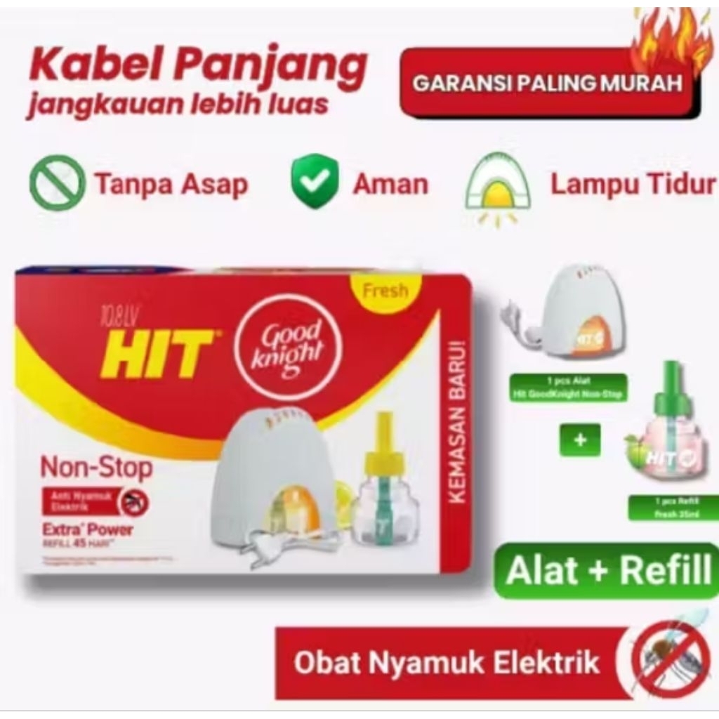 Hit Obat Nyamuk Elektrik Set Alat + Refill 45malam Anti Nyamuk