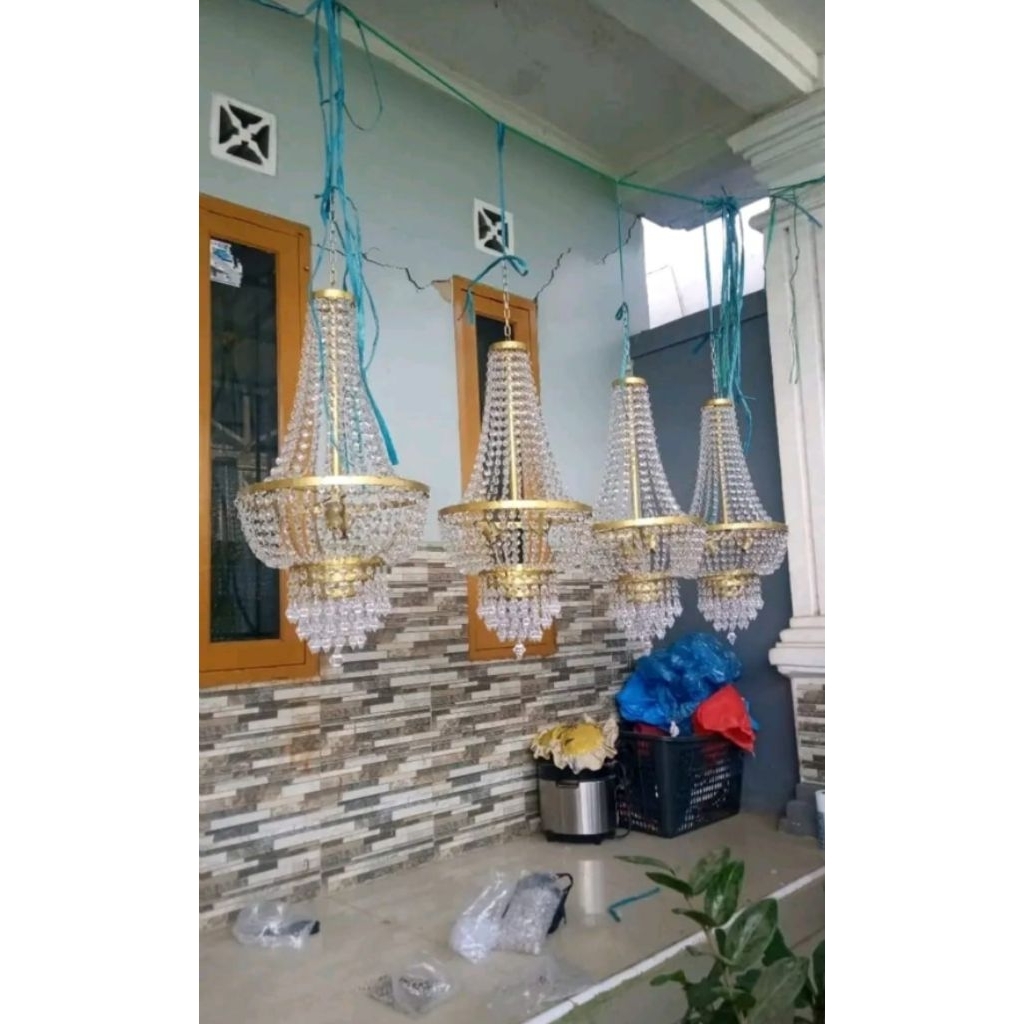 lampu gantung kristal, lampu dekorasi, lampu hias pelaminan