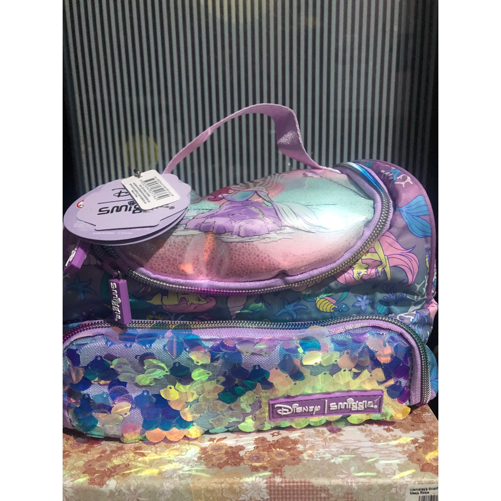 Smiggle Lunch Bag Selempang Ariel Mermaid Disney / Tempat Makan Nama Ariel Tali Panjang Disnet Merma