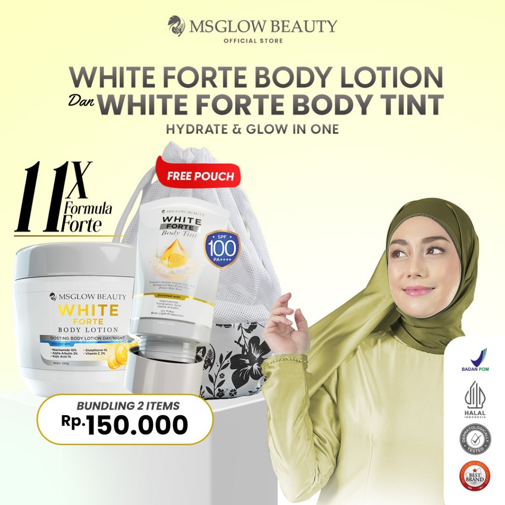 MS GLOW WHITE FORTE BODY LOTION FREE WHITE FORTE BODY TINT