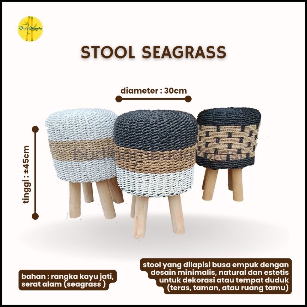 PROMO KURSI SEAGRASS/STOOL SEAGRASS DIAMETER 30CM UNIK MURAH/STOOL ANYAMAN SEAGRASS/STOOL JAMUR SEAG