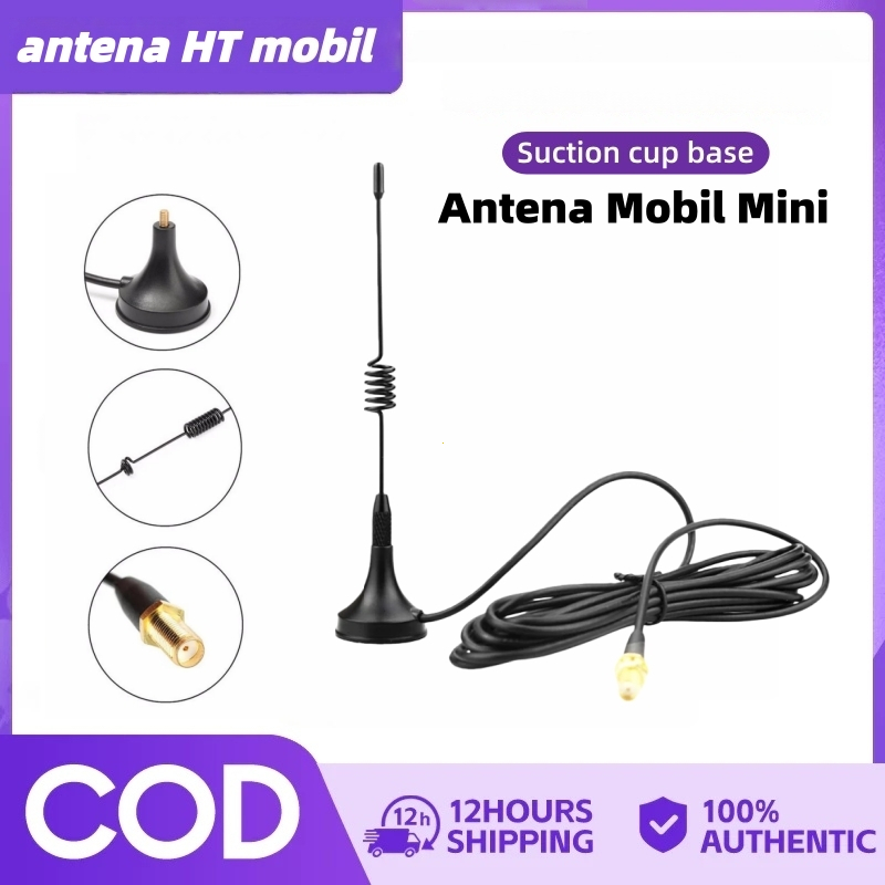 Antena HT Mobil Mini dengan Base Cukup Aksesoris Handy Talky Mobil Sinyal Kuat 100% Autentik Cocok S