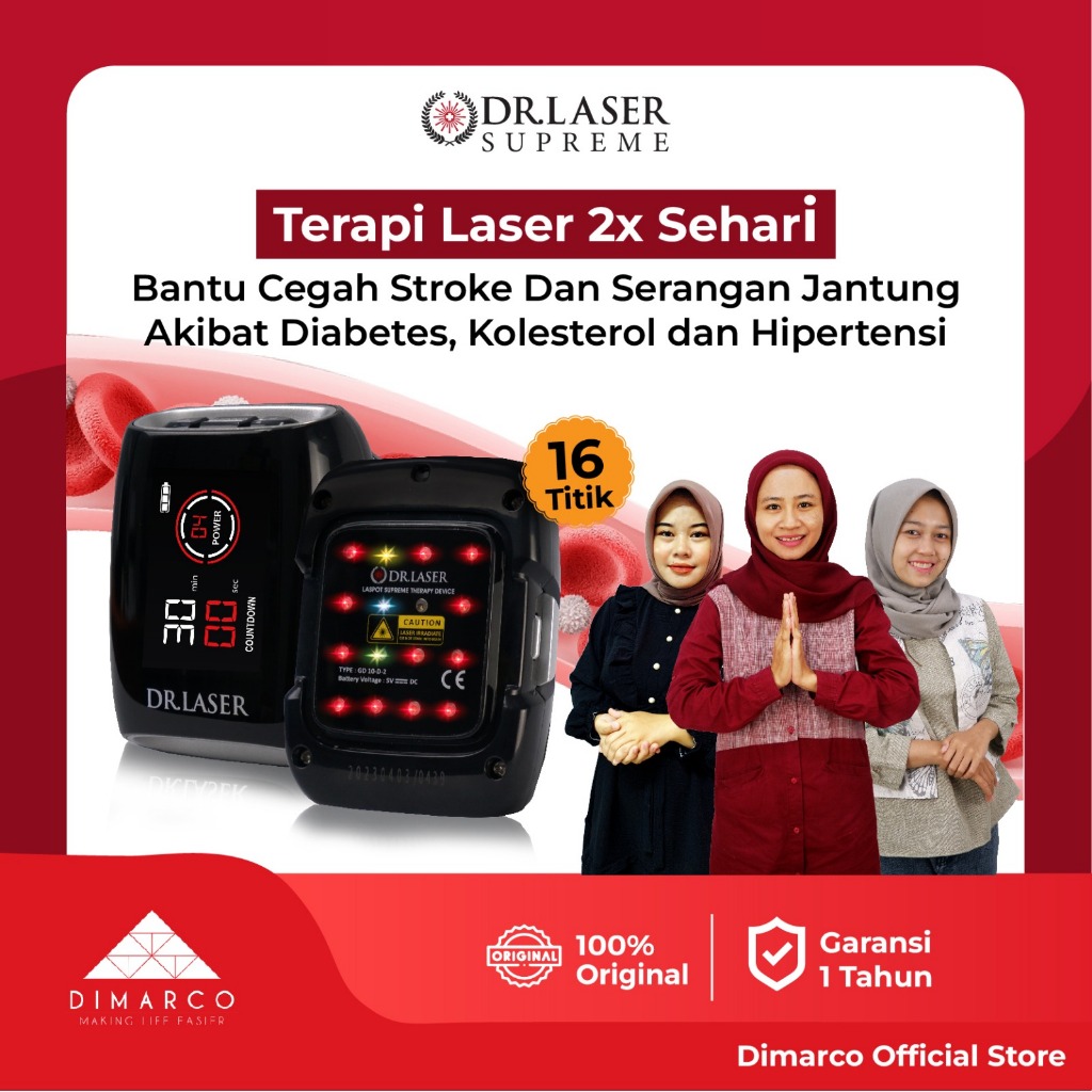 DR LASER SUPREME 16 TITIK - Alat Terapi Kesehatan Jam Tangan Laser Penurun Kolestrol dan Hipertensi 