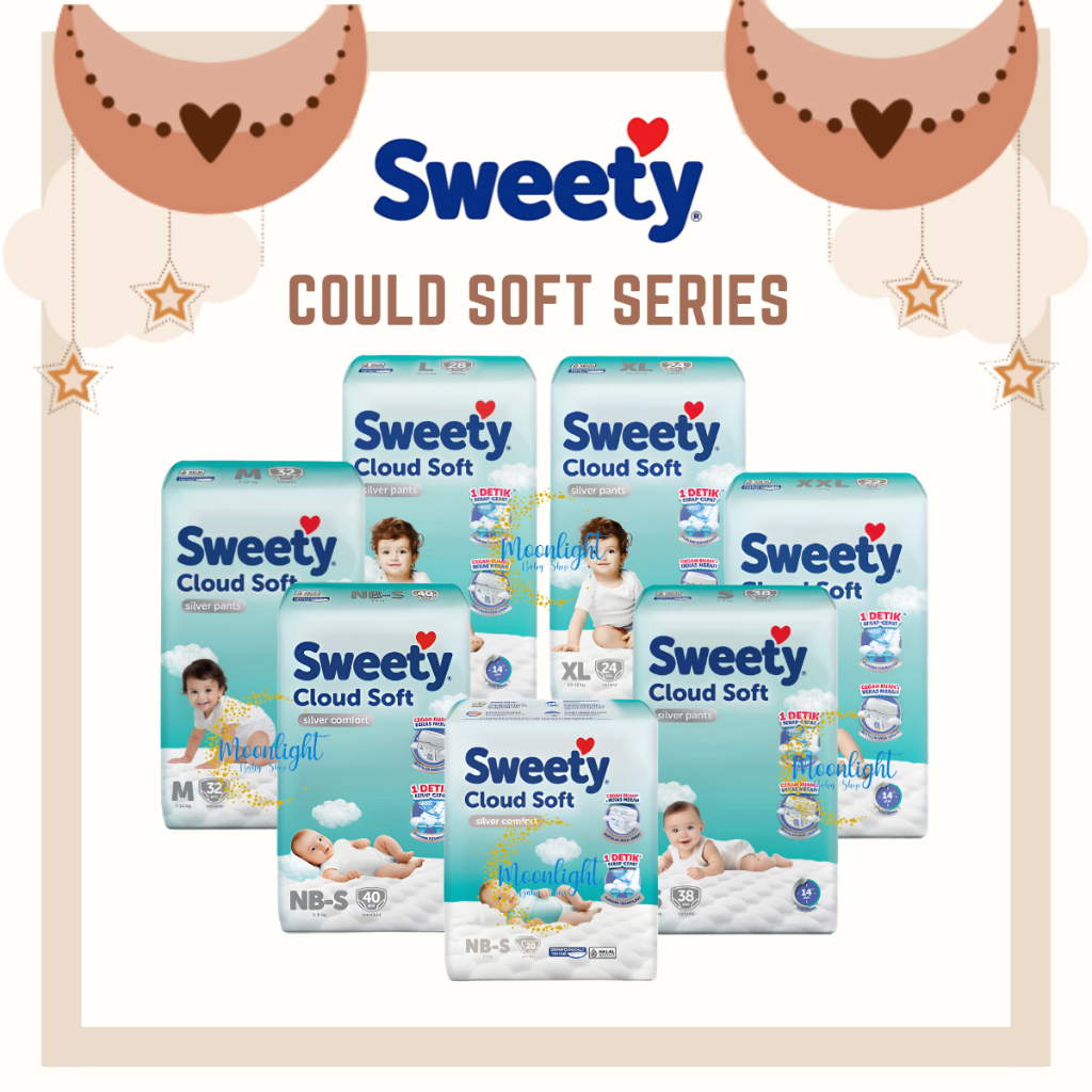 Sweety Silver Soft Cloud Pants Perekat Popok Bayi Perekat NBS40/S36/M32/L26/XL24/XXL22