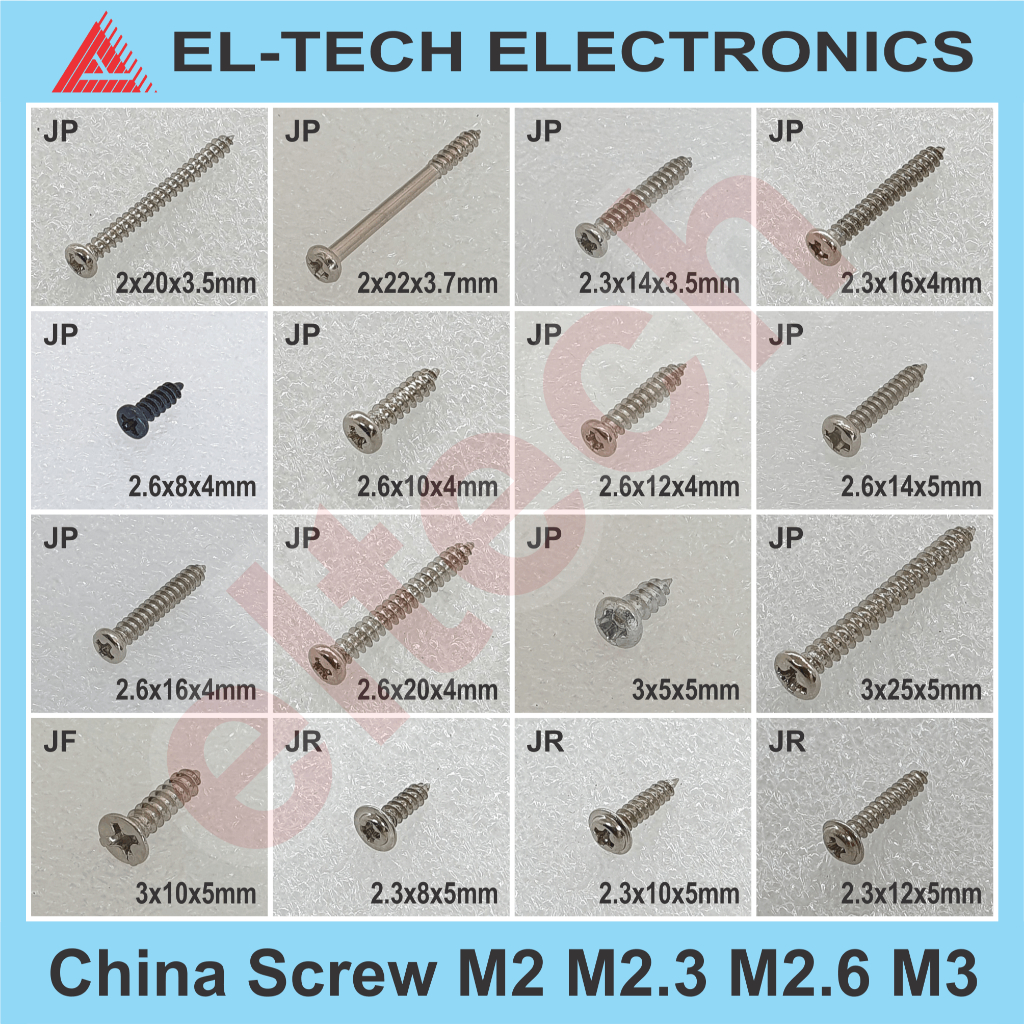 Screw Skrup Sekrup Tapping Box JP JF JD JR Pan Flat Dome Ring Chrome Krom Silver Perak White Putih B