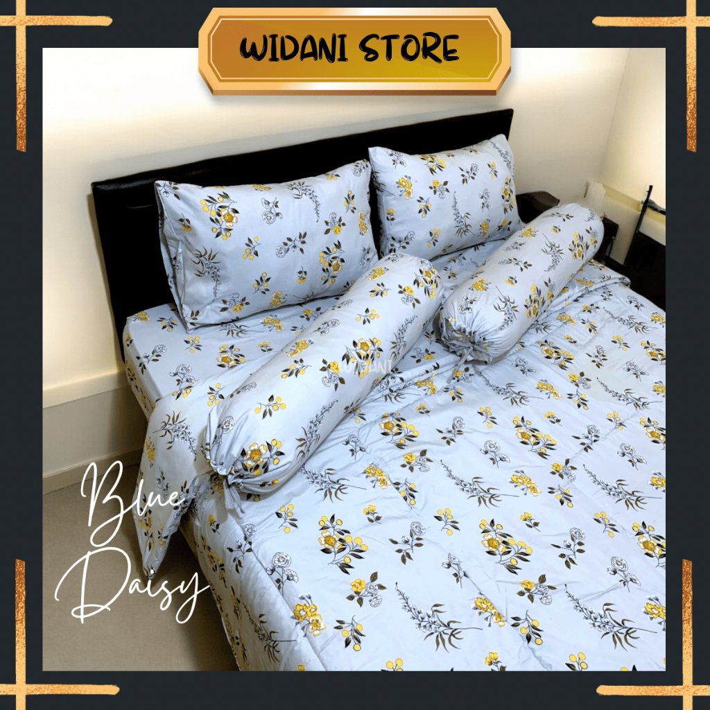 BEDCOVER SET SPREI BLUE DAISY// BEDCOVER SET SPREI MOTIF AESTHETIC [WIDANI STORE]