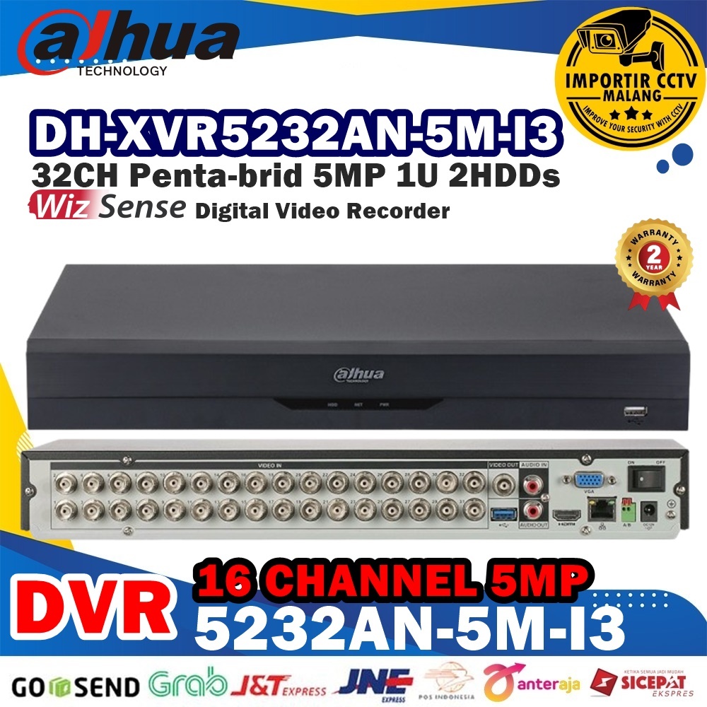 DVR DAHUA 32CH 32 CHANNEL 5MP DH-XVR5232AN-5M-i3 H.265 Garansi Resmi Dahua 2 Tahun