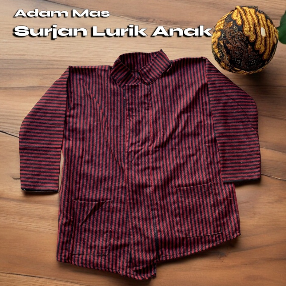 Surjan Lurik dan Blangkon Anak Laki Laki Baju Lurik Adat Jawa Anak Usia 2-11 Tahun Surjan Anak