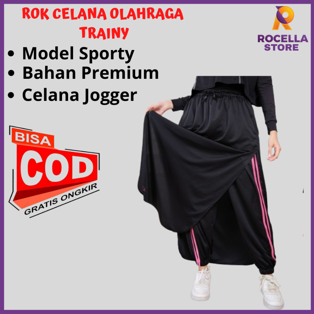 Rocella Trainy BEST SELLER Rok Celana Olahraga JumboTraining Muslimah Wanita Syari Grosir