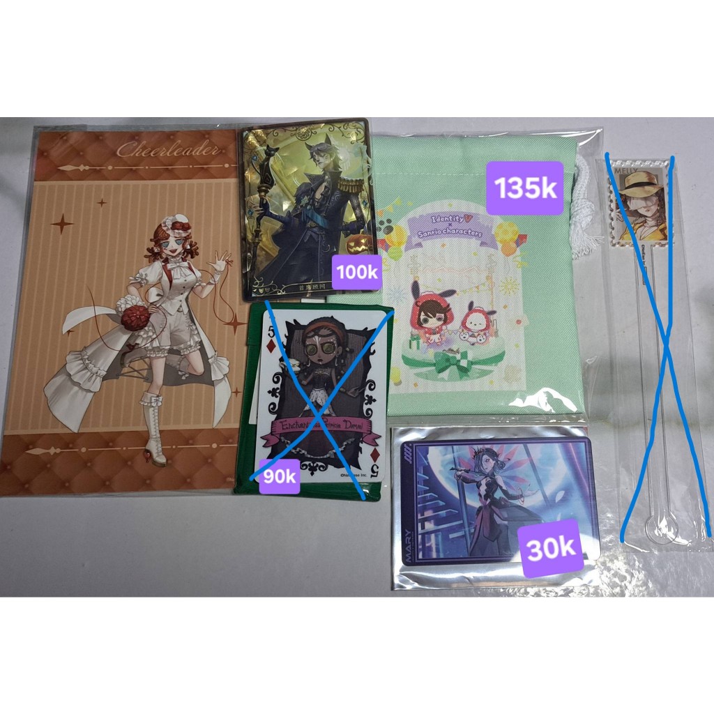 Identity V official merch (alva card,mary card,luca sanrio)