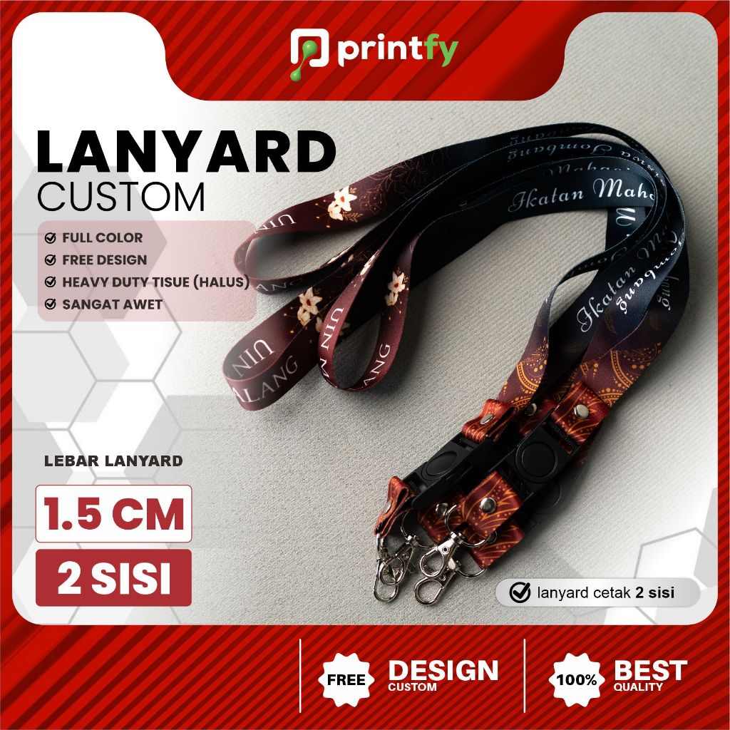 Printfy - lanyard custom - 2 sisi - 1.5 cm