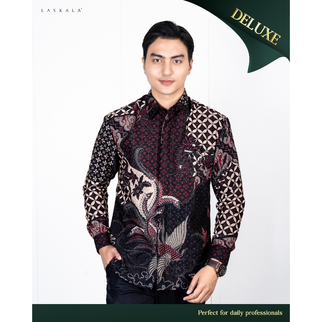 Laskala Batik Premium Hemangga Kemeja Batik Pria Slimfit Lengan Panjang
