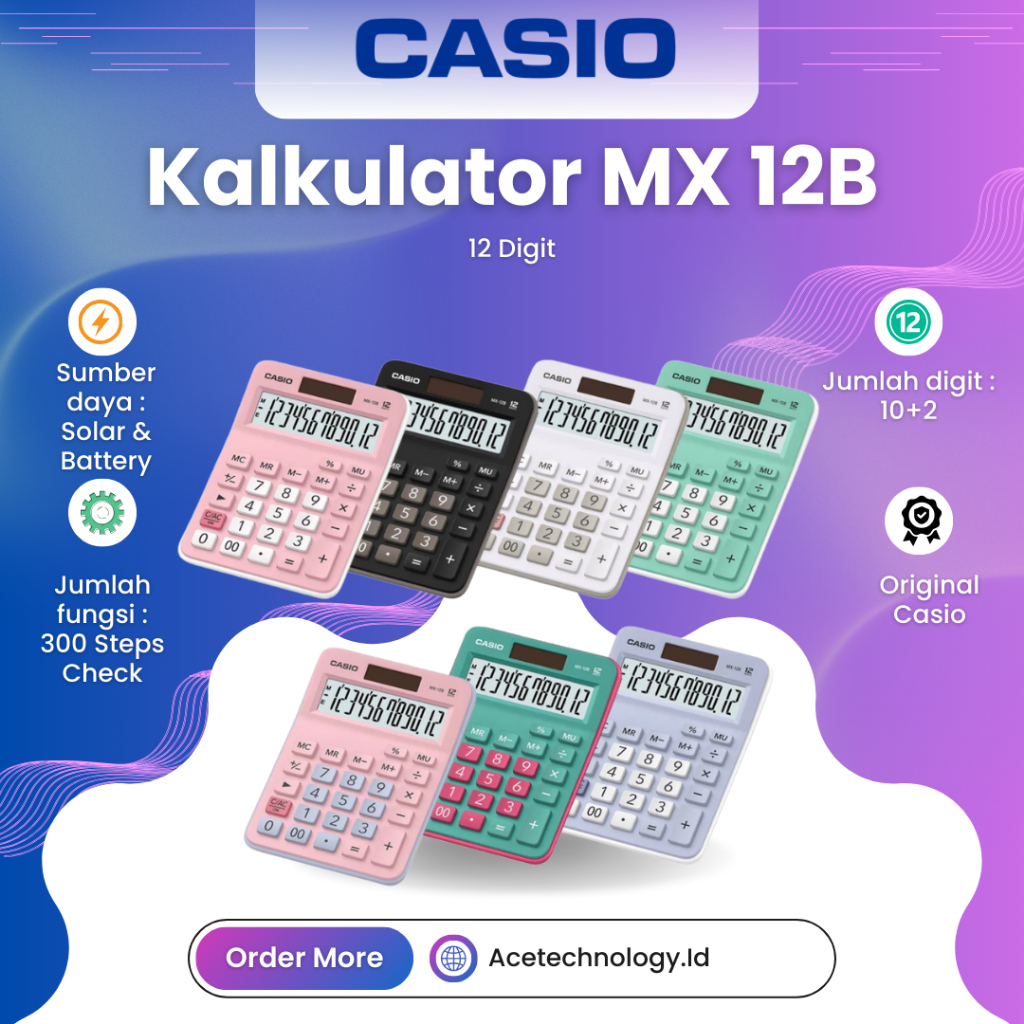 Casio MX-12B Kalkulator 12 Digit Large Display Kalkulator Mini