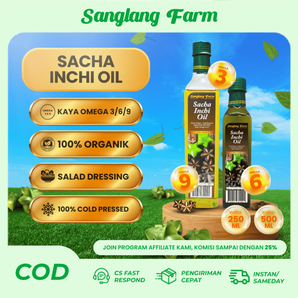 SANGLANG Minyak Sacha Inchi Oil Kaya Omega 3 6 9 Original Organik 100% Cold Pressed