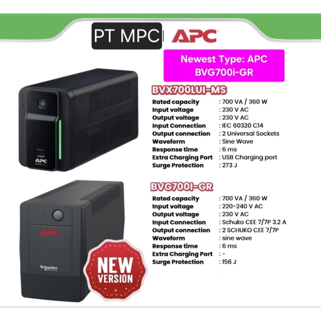 APC UPS BX 650 BX650 Li-MS 650 VA By Schneider USA