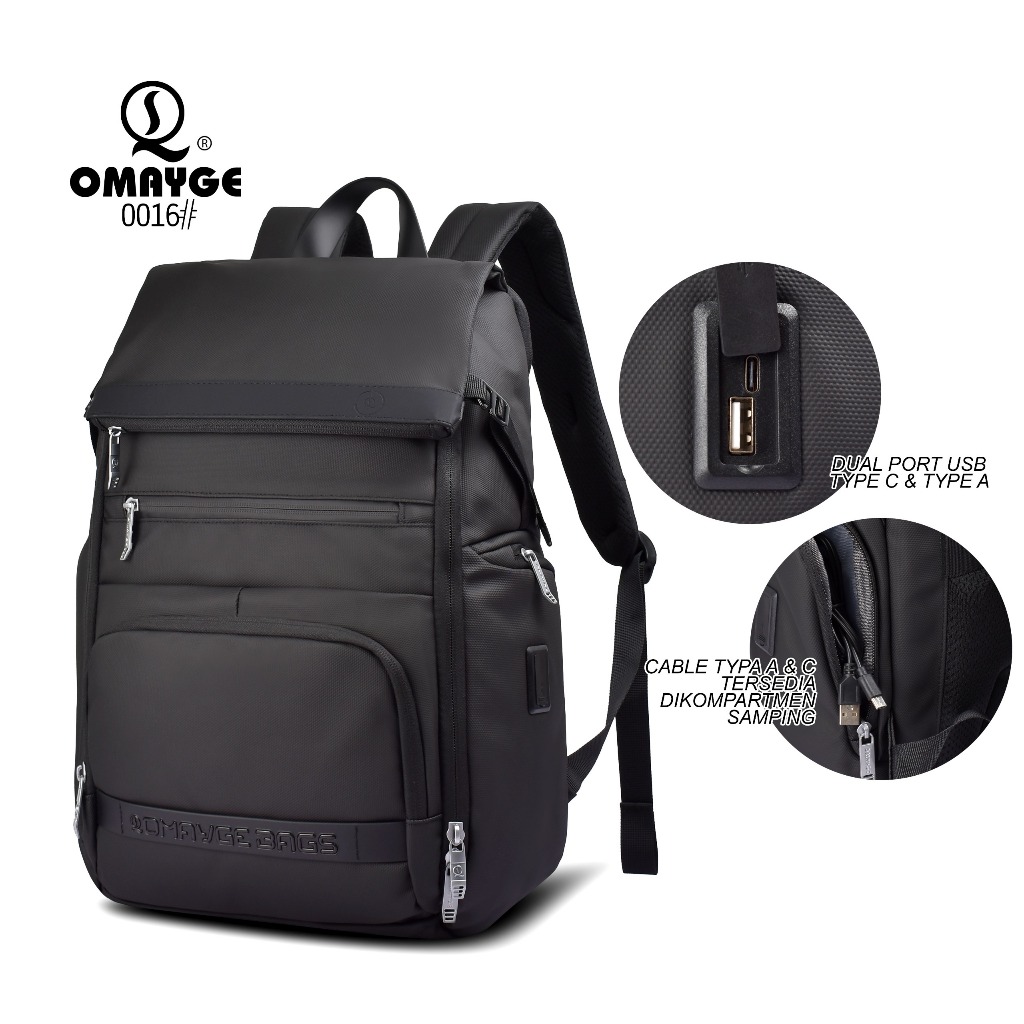 Omayge OM Tas Ransel Omayge 0016 Tas Backpack Tas Laptop Pria Tas Punggung Kerja